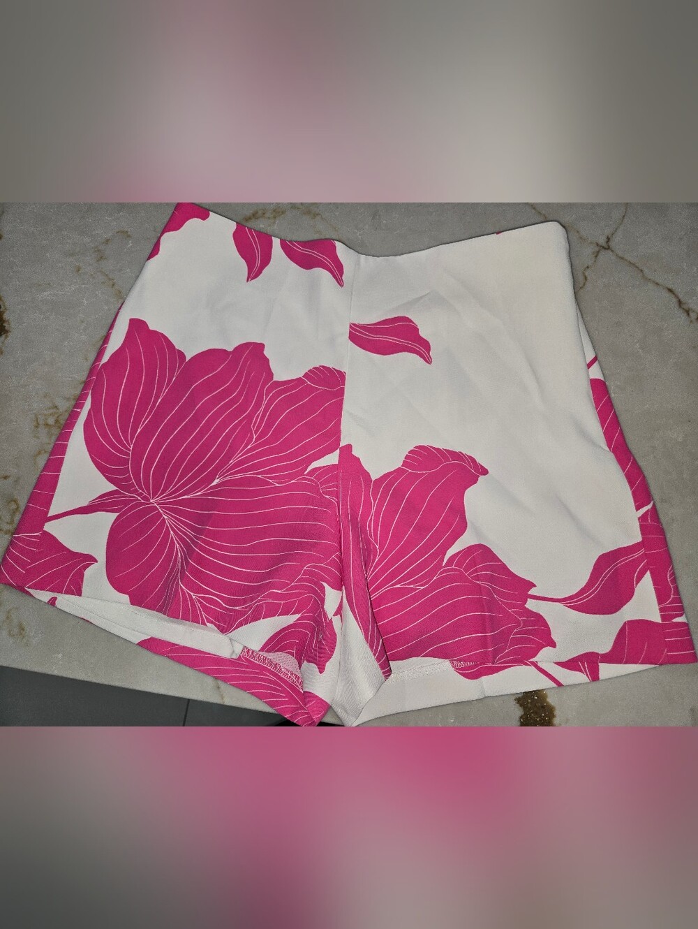 Ann Taylor White Shorts with Hot Pink Floral Print
